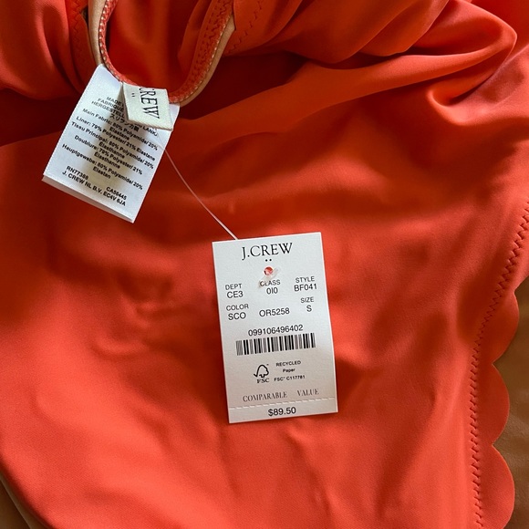 NWT J. Crew Scalloped one-piece swimsuit in smoky coral orange BF041 - Picture 5 of 5